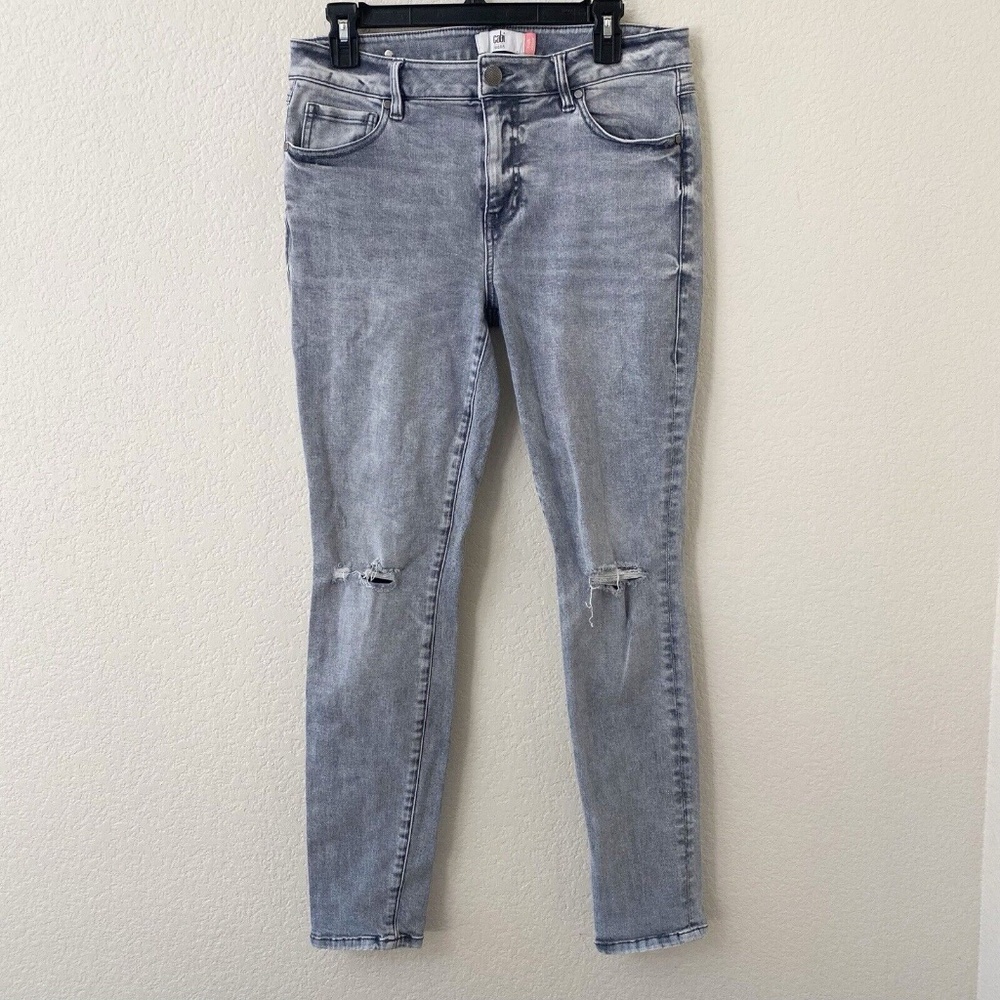 CAbi Light Wash Gray Skinny Jeans